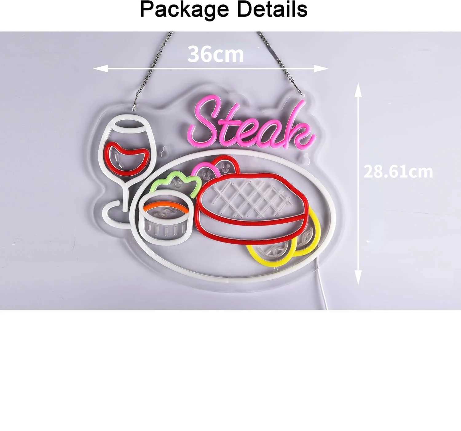 Steak Neon Sign USB Powered LED Neon Light for Wall Art Decoration Steakhouse Restaurant Dining Home Catering Shop Truck Bar Pub XJ250602