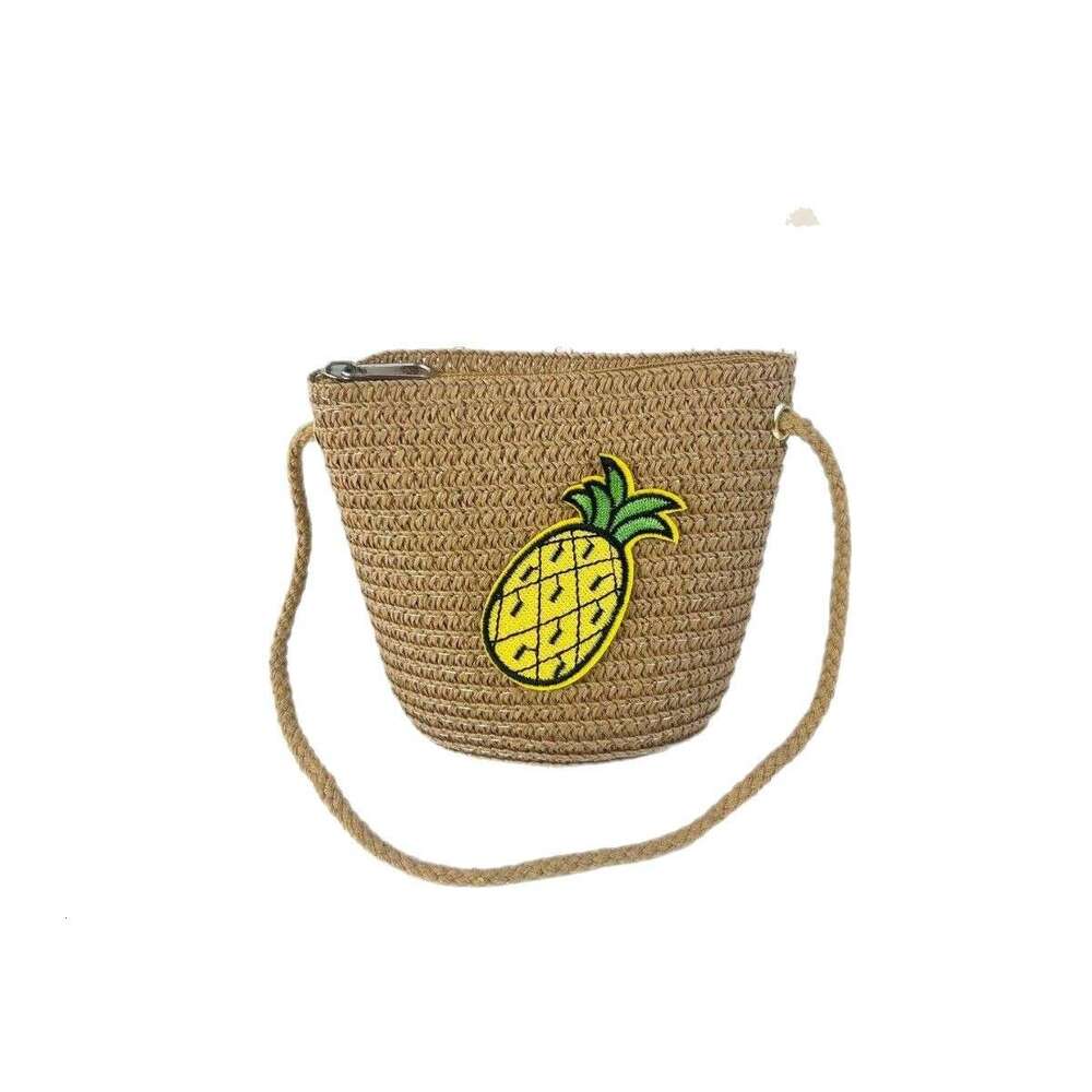 Children's Summer New Woven Cute Toddler Mini Crossbody Coin Purse Baby Fruit Straw Bag DIY