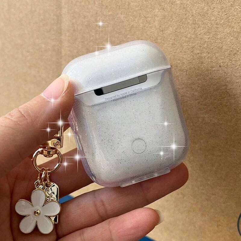 Fashion Soft Silicone Cover Pro/Pro 2nd Cute Clear Flower Pendant Earphone Case for Apple 1 2 3 4 Headphone