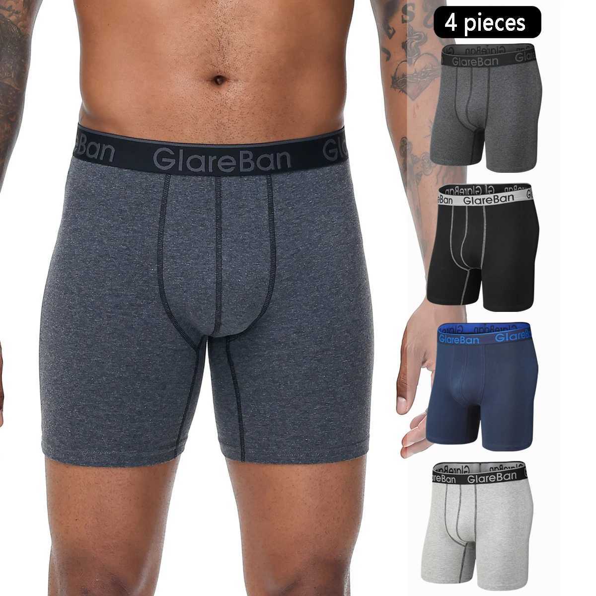 4pcs Set Mid-Long Boxer Shorts Mens Underwear Cotton Breathable Male Underpants for Men Homme Boxershorts Slips Soft Panties W250603