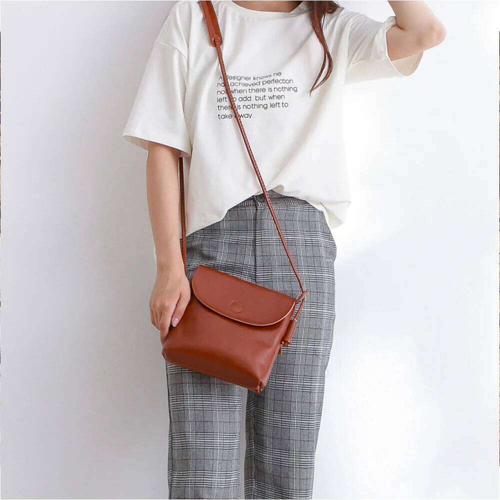 Zency 100% Genuine Leather Women Messenger Purse Casual Flap Classic Brown Lady Shoulder Crossbody Bag Super Quality Black