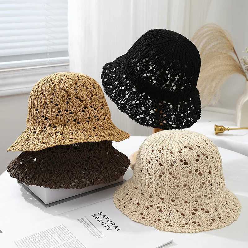 Spring Summer Hats For Womens Knitted Bucket Hat For Breathable Solid Sun Hat Casual Minimalist Design For Outdoor Travel Daily W250602