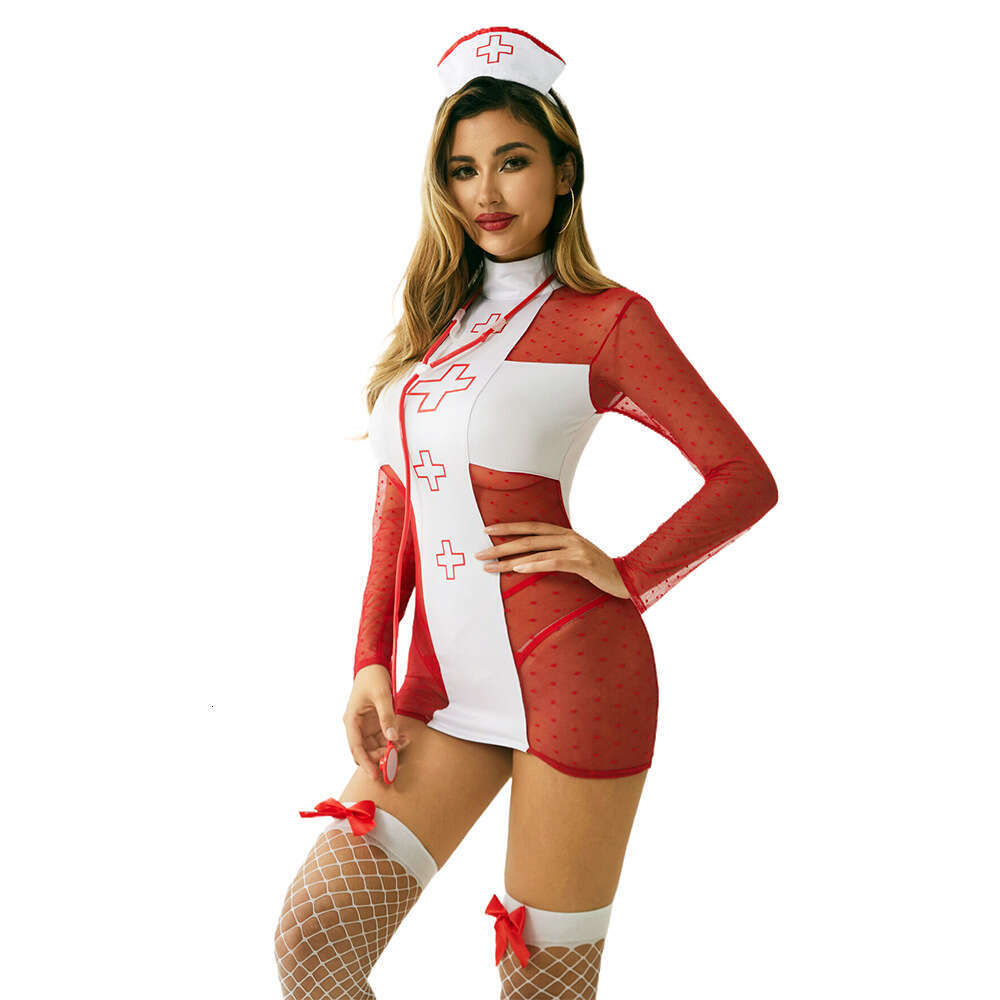 Spell Lingerie Porn Suits Lingerie Lace Sheer Sexy Nurse Cosplay Halloween Nightclub Performance Costume Sexy Lingerie