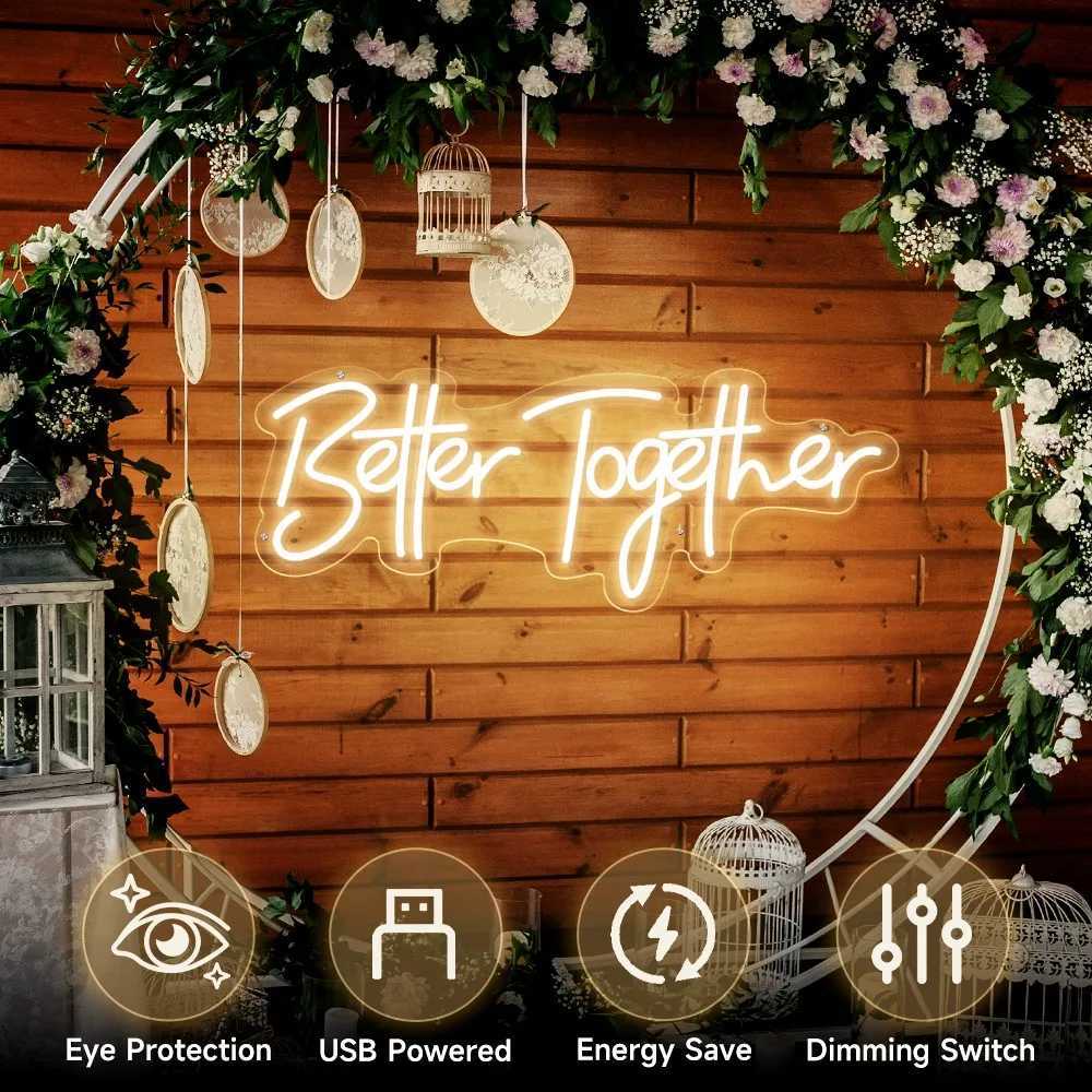 Better Together Neon LED Sign For Wedding Neon Light Sign Party Room Decor Mr And Mrs Neon LED Lights Bedroom Wedding Decoration XJ250602
