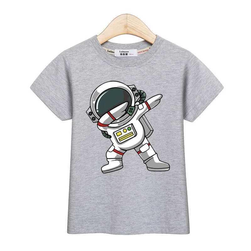 2024 New Children Summer Tops Astronaut Cartoon T-shirt Baby Boys Short Sleeves Shirt 3-14T US Size Clothing T250603