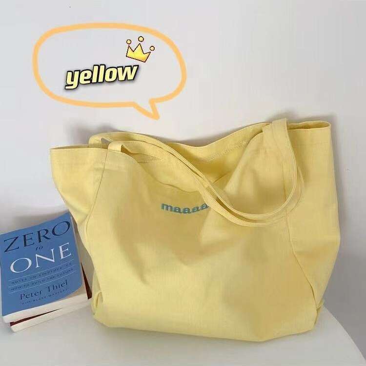 Korean and Japanese Maaas Candy Color Letter Single Shoulder Canvas Ins Student Class Simple Eco-friendly Shopping Bag