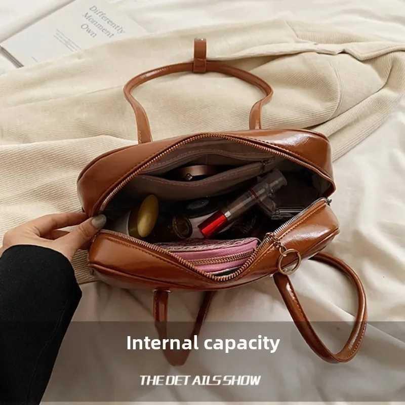 Vintage Women Shoulder Bags Simple Ladies Commute PU Leather Female Underarm Bag Burgundy Large Capacity Handbags Purse Y250603