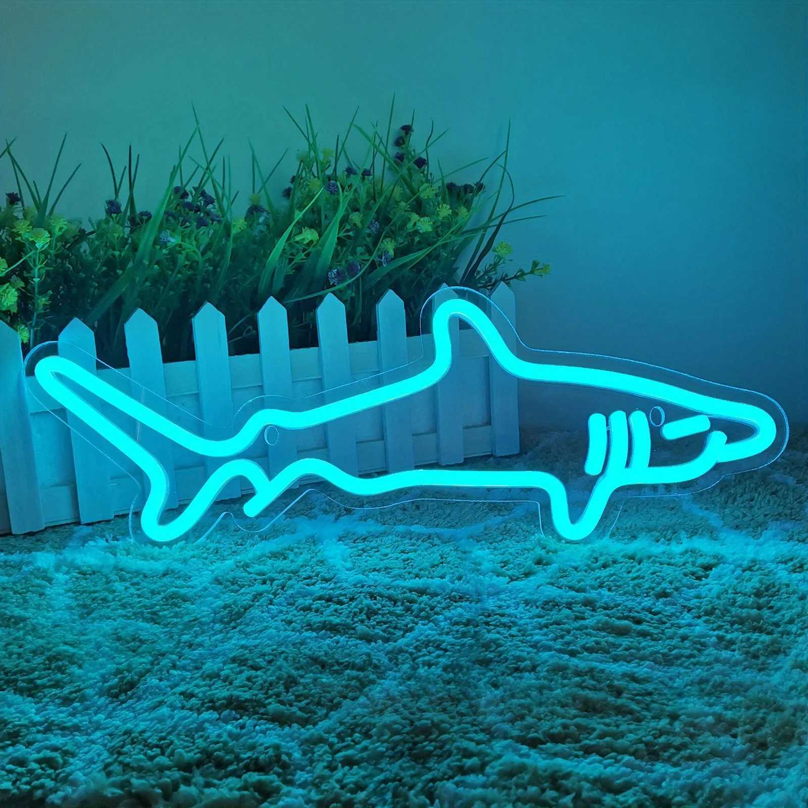 Shark Design LED Neon Light Sign USB Powered for Home Bedroom Aquarium Zoo Bar Club Pub Party Wall Art Decoration Hanging LightXJ250602