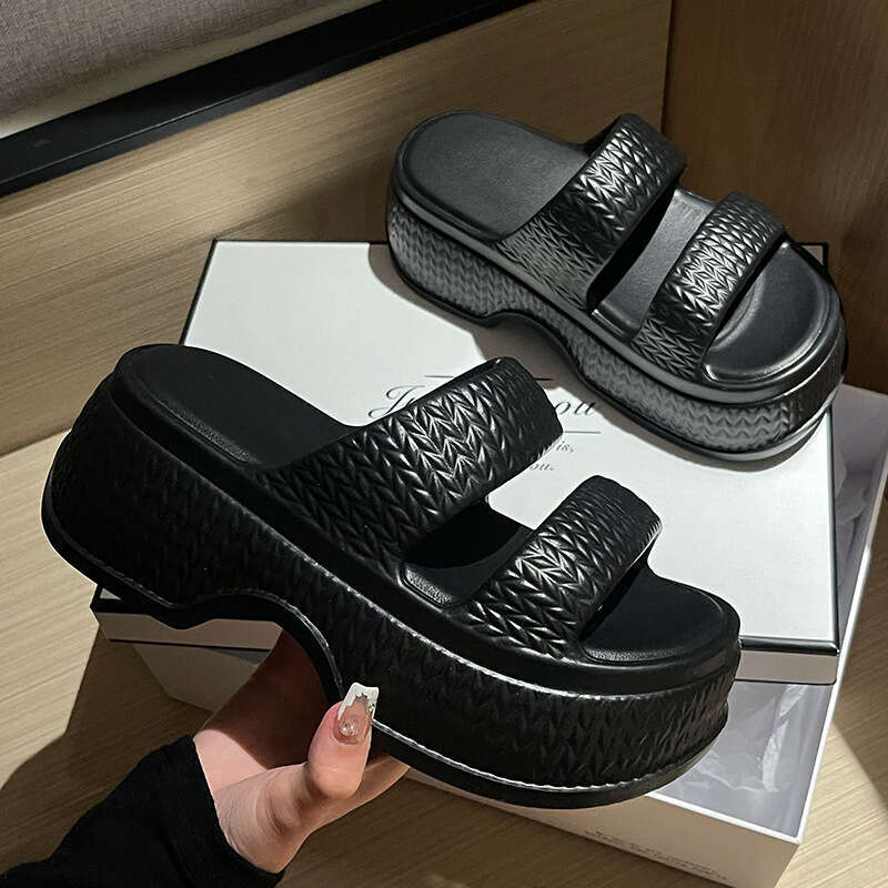 Qidan Shoe Factory Women's Summer Fashion Thick-Soled Height-Increasing Indoor Non-Slip Beach Sandals for Home and Outdoor Wear