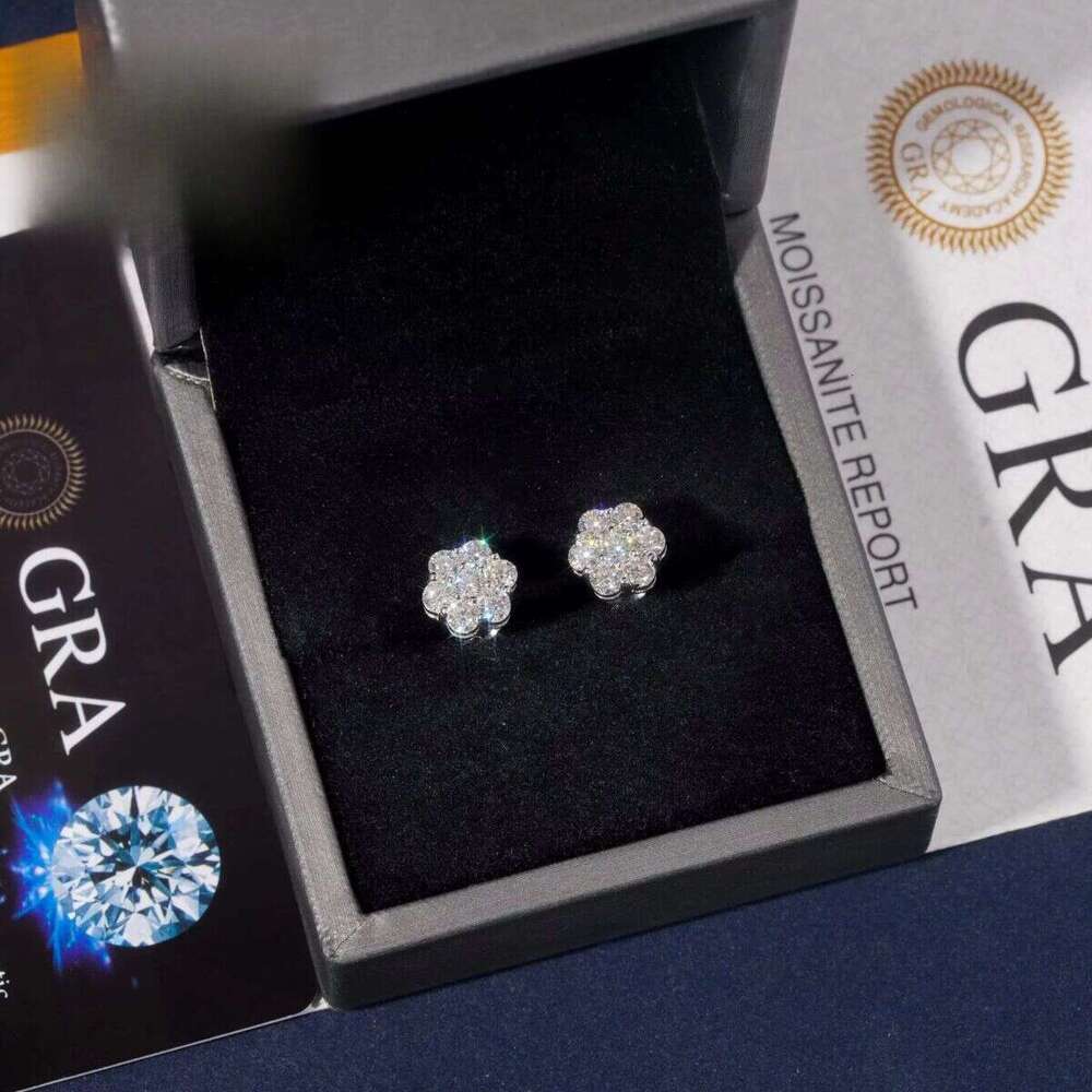 9mm Sun wer Design Sterg Sier VVS Moissanite Stud Hip Hop Earring Jewelry For Men Women