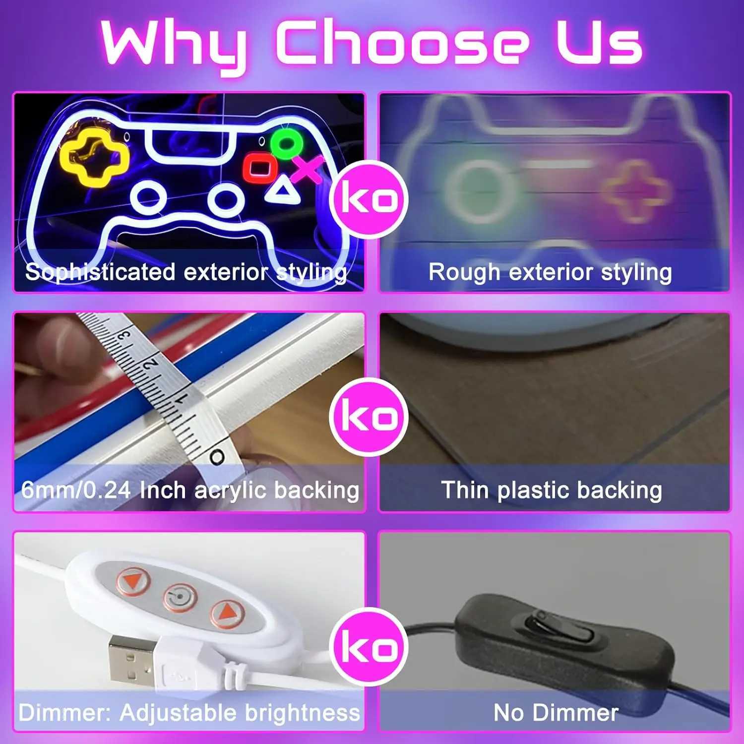 Gamer Neon Gamepad Shape Neon Gaming Sign for Boys Room Dimmable LED Game Controller Neon USB Powered Colored Room Decoration XJ250602