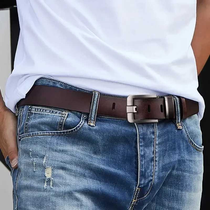 New Leather Cowhide Mens Belt Fashion Metal Alloy Pin Buckle Adult Luxury Brand Jeans Business Casual Waist Male Strap Brand XJ250602