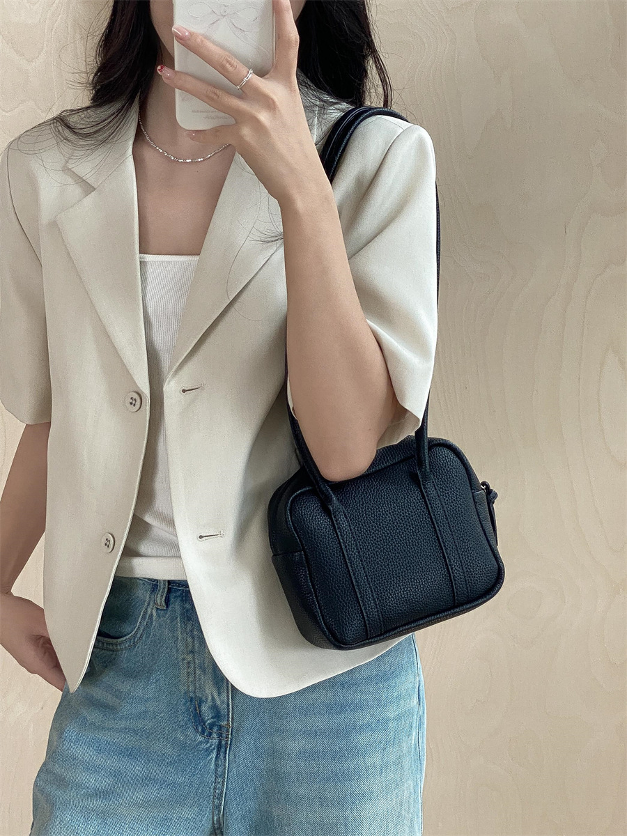 Shoulder Bag Women's New Fashion Versatile Niche Matte PU Leather Minimalist Square Bag