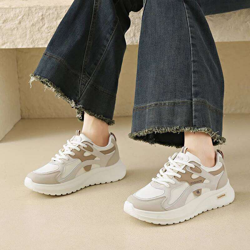 CRLAYDK Lightweight Chunky Sneakers For Women Lace Up Platform Walking Shoes Casual Running Ladies Sports Leather Tennis