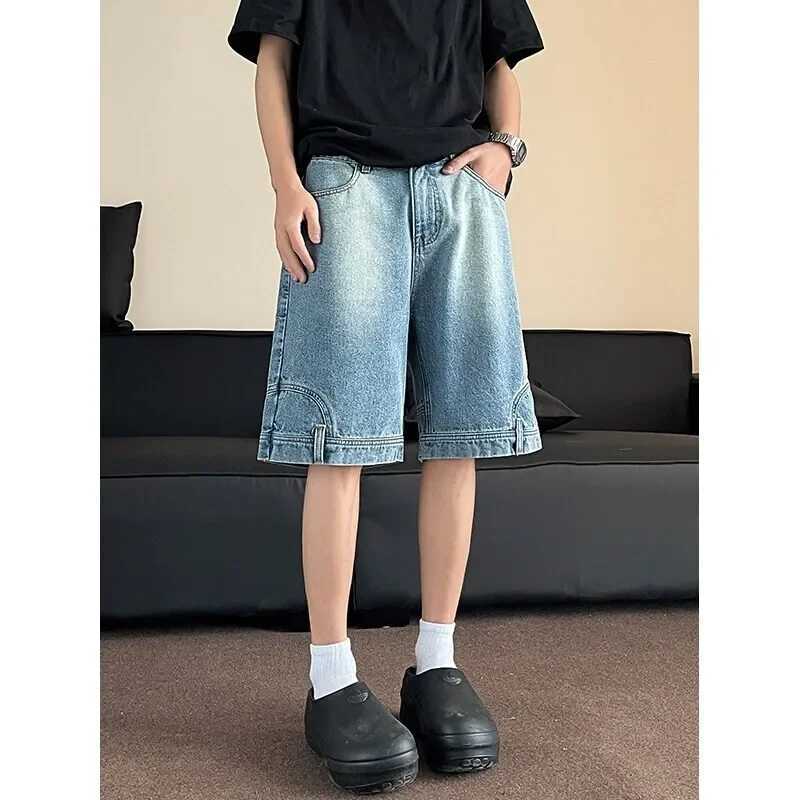 2025 Men Denim Shorts Blue Washed Denim Shorts Casual Distressed Design Summer Streetwear Fashion Comfort Fit T250603