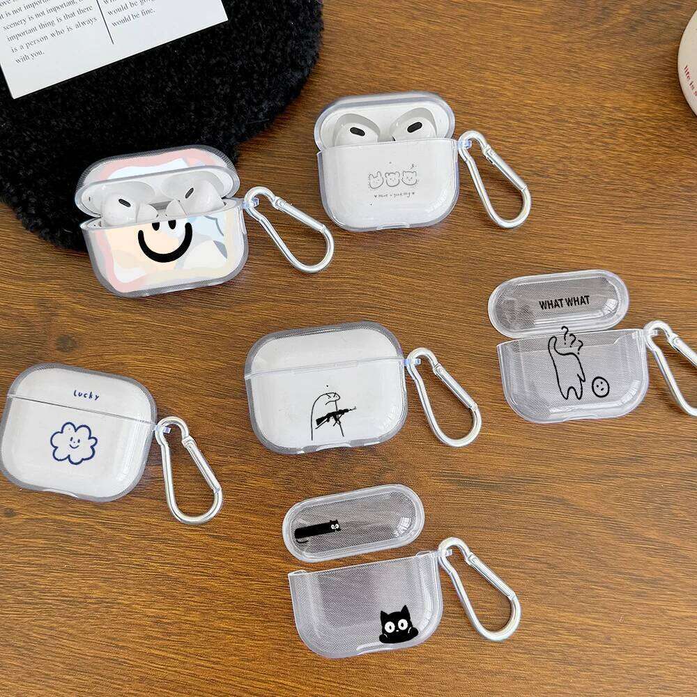 Morandi Color Smiley Face Cute Cartoon TPU Soft Cover For 1 2 3 4 Pro Headphone Protective Case