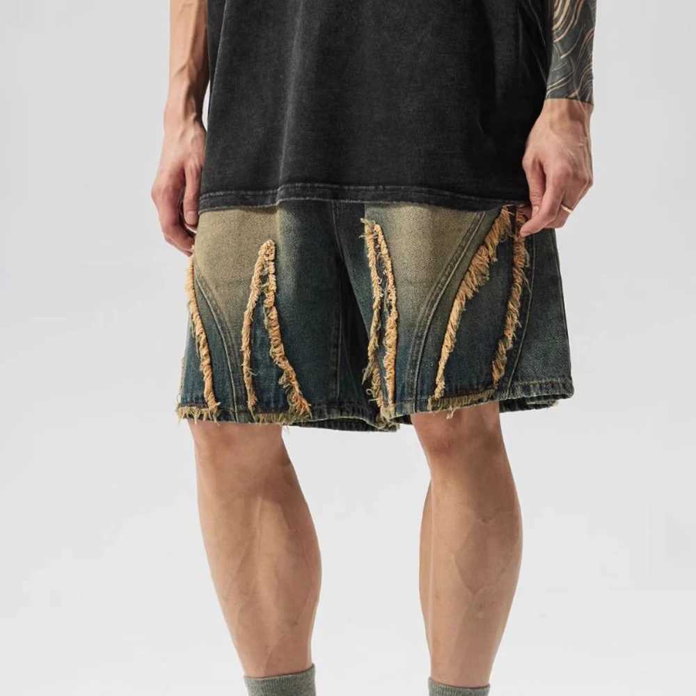 New Summer Mens Washed Old Denim Shorts Japanese Retro Fashion Trend High Street Casual Loose Niche Breathable Mens Bottoms T250603
