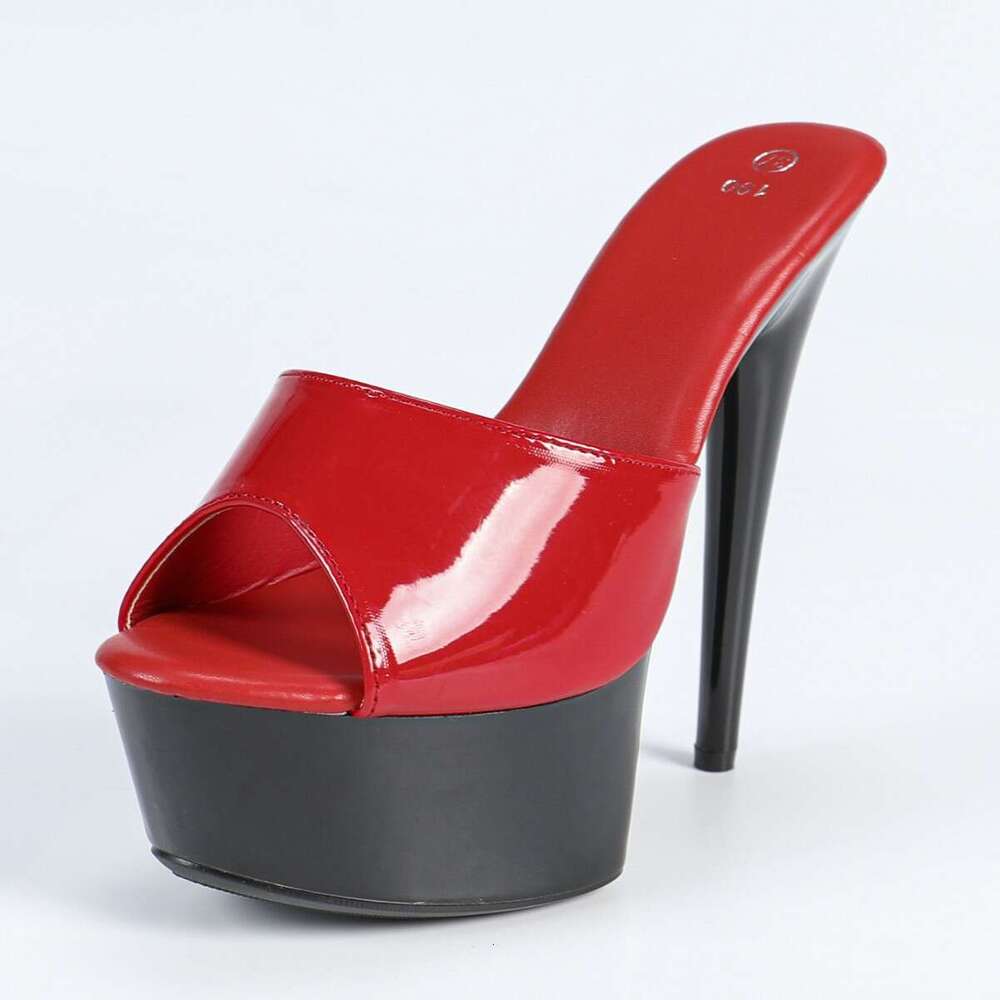 Super High Heels 8661-Q50 Sexy Heels Stiletto Waterproof Platform 15Cm Extreme High Heel Slippers Platform High Heels