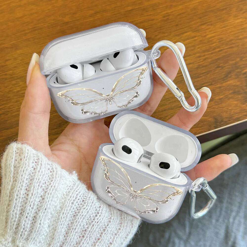 Simple Smiley Face TPU Silicone Purple Butterfly Cover For 1 2 3 4 Pro Headphone Protective Case