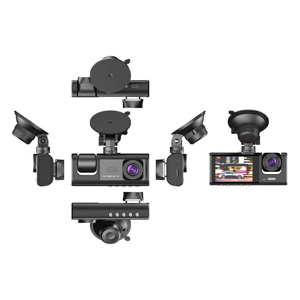Car dvr 3 Channel Dash Camera Front and Rear Inside 1080P Triple Dash Cam 2 Inch Screen Car dvr IR Night Vision Driving Video Recorder R250529