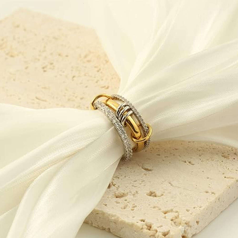 Rings Exquisite Stackable Electroplated Plated Rhinestone Rings, Women's Gold Ring Set