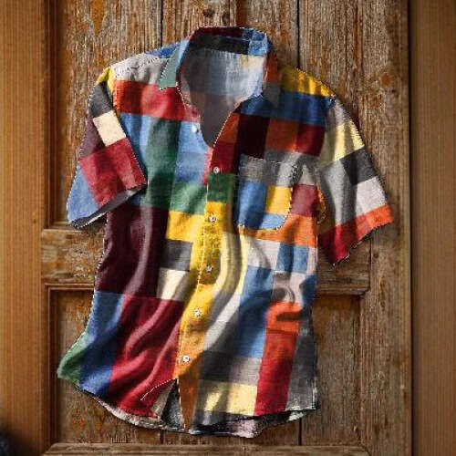 2025 Men's Short Sleeve Summer Cuban Shirt Retro Hawaiian Loose Style Versatile New Trendy Clothing Ins