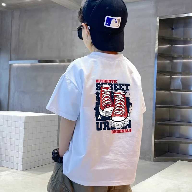 2023 Summer Kids Clothes Streetwear Print Cartoon T Shirt 100% Cotton Tops Tees Children Short Sleeve T Shirts Boys Girls Clothes T250603