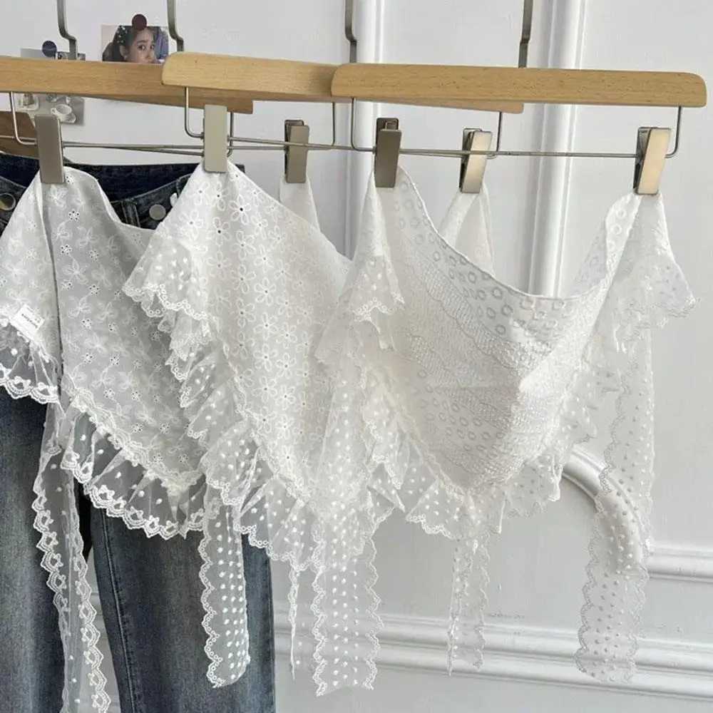 Retro Lace Trim Scarf Women Summer Lace Triangle Headscarf Embroidered Lace Neck Scarf Sweet Headband Lace Belt Accessories W250602