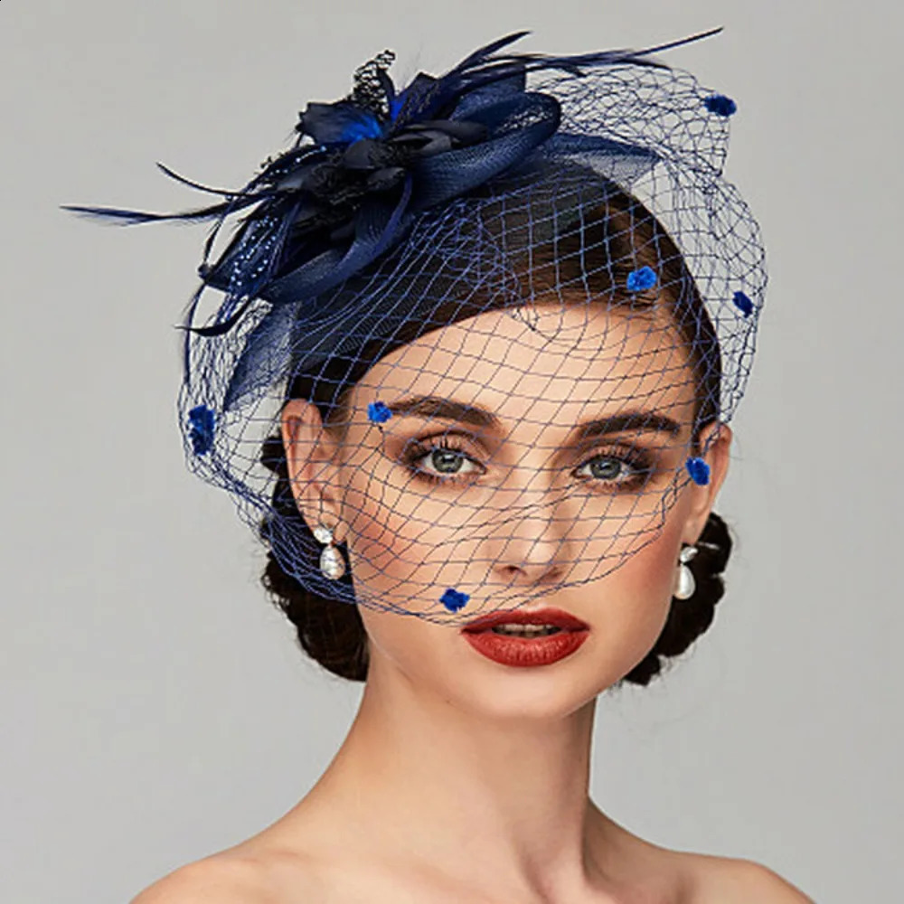 Bride Headwear hat Veil Wedding Hair Accessories Flowers Feather Mesh Veil Face Cover Multi Colors Korea Japan Black White 250530