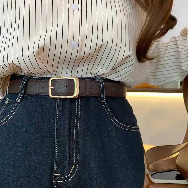 Waist Belt Womens Versatile INS Style Decorative Jeans High-end Retro Niche Summer Student Black Casual Leather Belt XJ250602