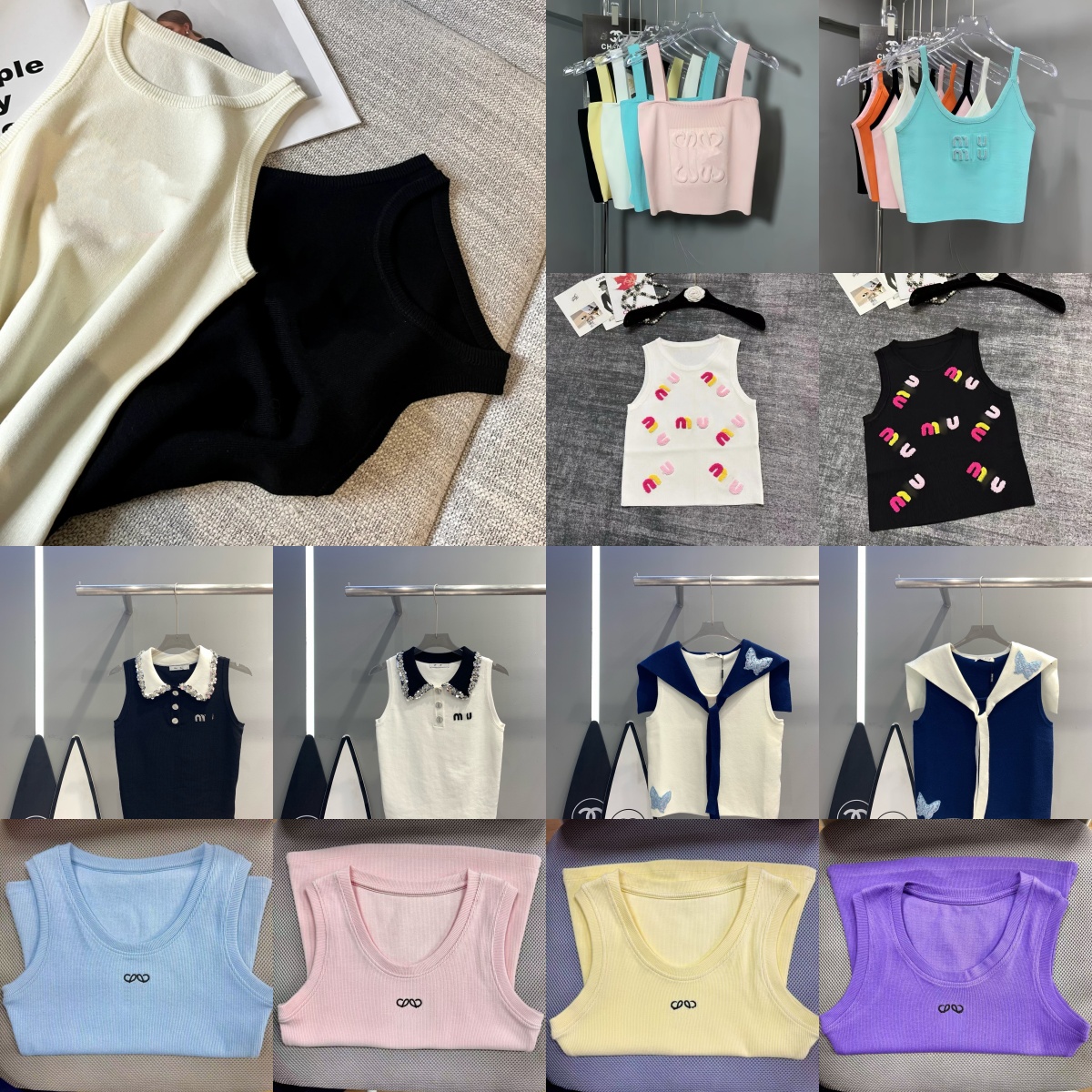 Cropped Top T Shirts Women Knits Tank Top Designer Embroidery Vest Sleeveless Breathable Knitted Pullover Womens Sport Tops Summer Short Slim
