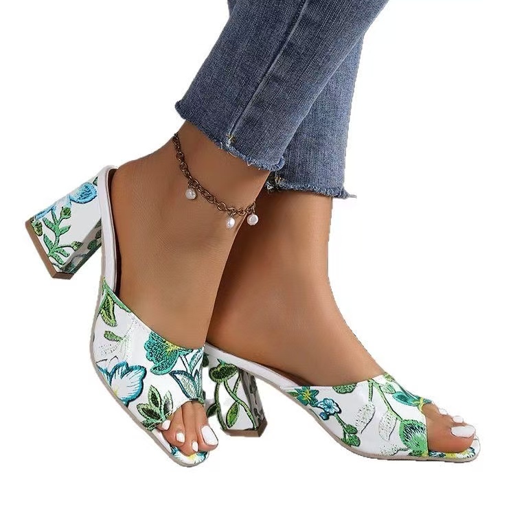 Platform Chunky High Heels Sandals Women Summer Thick Heeled Beach Slippers Woman Plus Size 43 Outdoor Slides Flip ps 0684