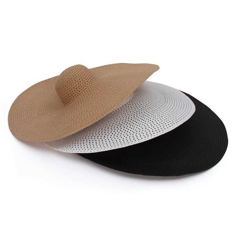 GEMVIE Summer Large Wide Brim Foldable Sun Hats for Women Oversized Sun Shade Hat Travel Straw Hat Lady UV Protection Beach Hat W250602