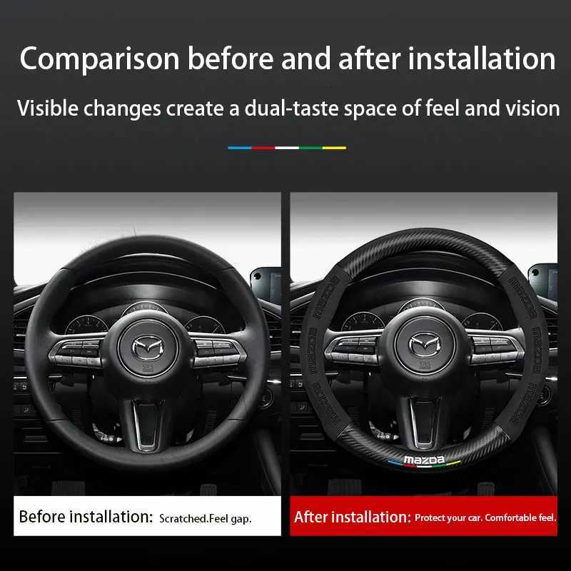 Car Suede Carbon Fiber Leather Steering Wheel Cover For Mazda CX-3 CX-4 CX-5 CX-7 CX-9 Mazda 3 Axela 6 Gh Gj Demio Car R250603