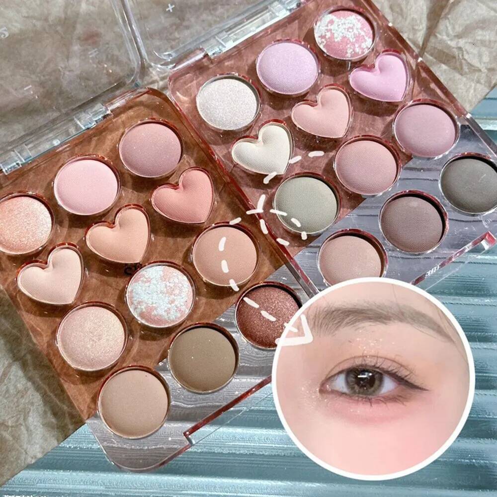 HERORANGE Calculator Love Palette 12 Colors Matte Pearlescent Glitter Non-Flying Powder Earth Color Eyeshadow