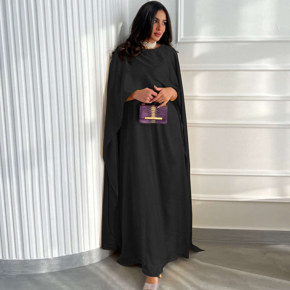 Mq108 Modest Large Sleeve Long Modern Satin Soft Outer Abaya Fashion Dress B5