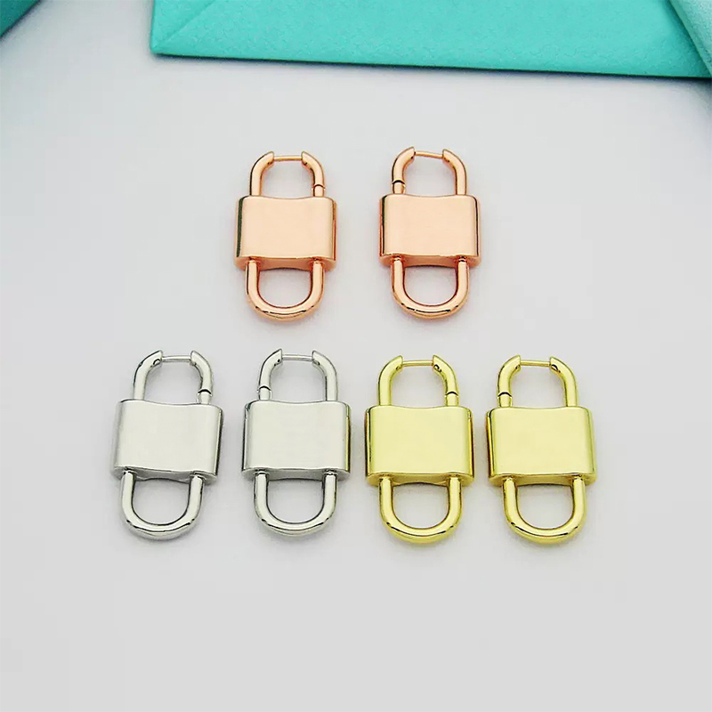 2025 New Lock Head Charm Earrings T Brand Classic Designer Earrings for Women High Quality Titanium Steel Earrings Jewelry