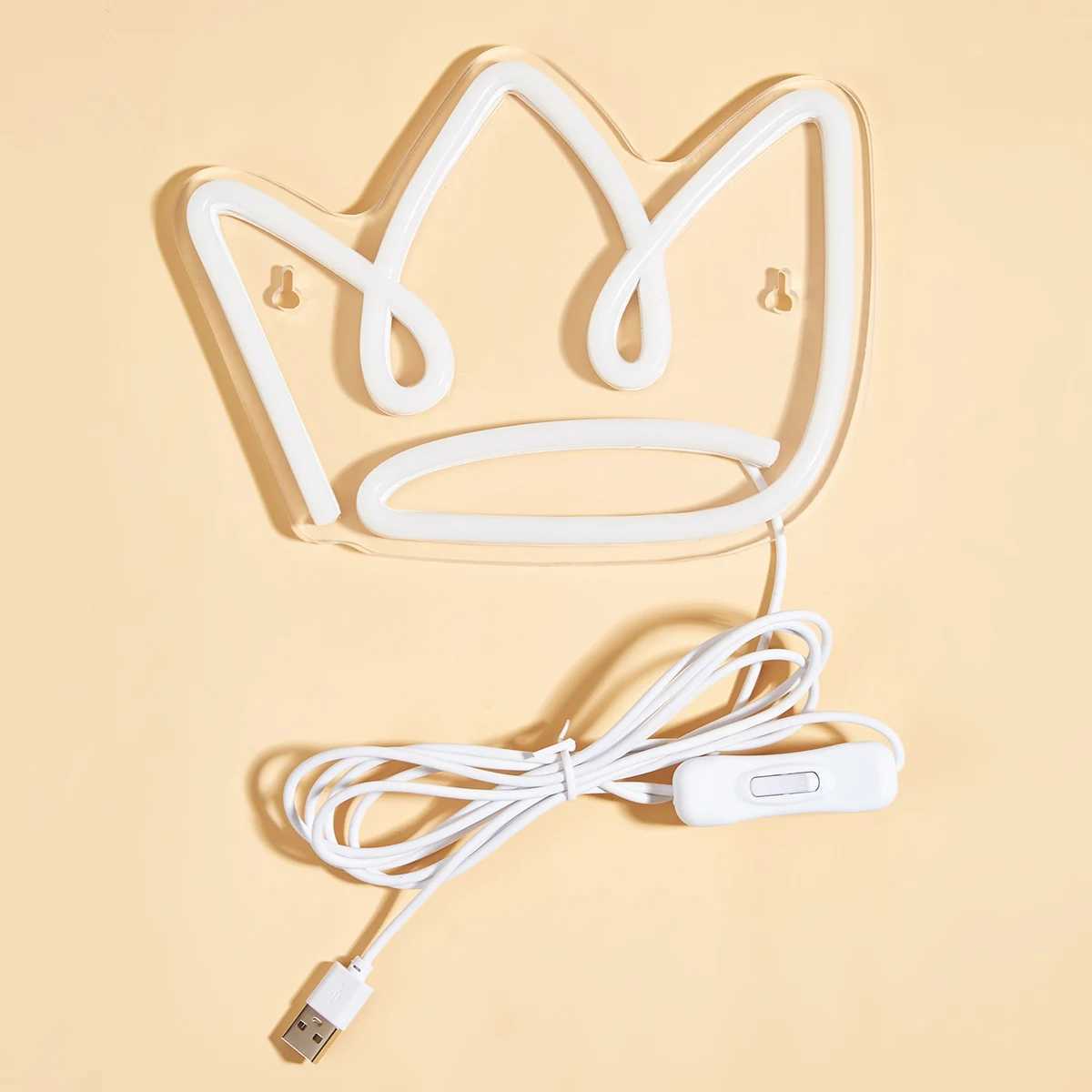 Chi-buy LED Neon Crown USB Powered Neon Signs Night Light 3D Wall Art Game Room Bedroom Living Room Decor Lamp Signs XJ250602