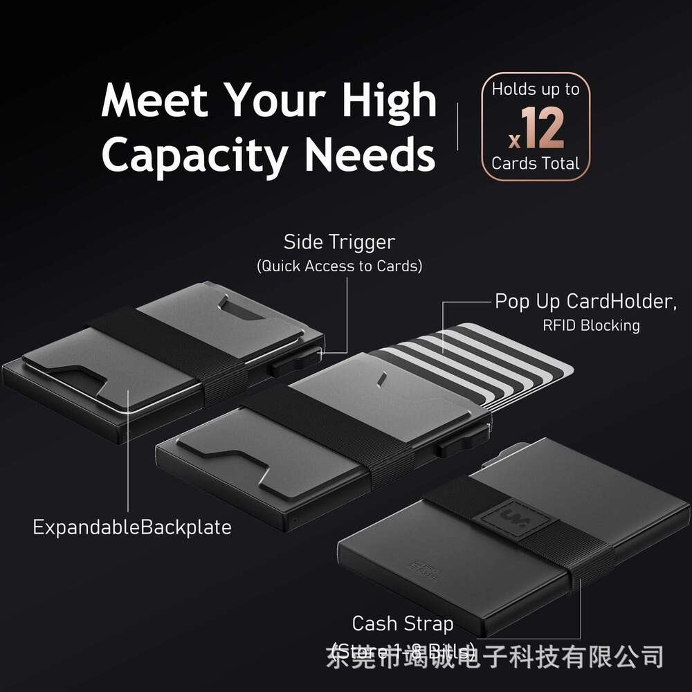 Ultra-thin Holder, Anti-theft Minimalist Men's Wallet with Cash Strap and Expandable Back Panel Card Slot