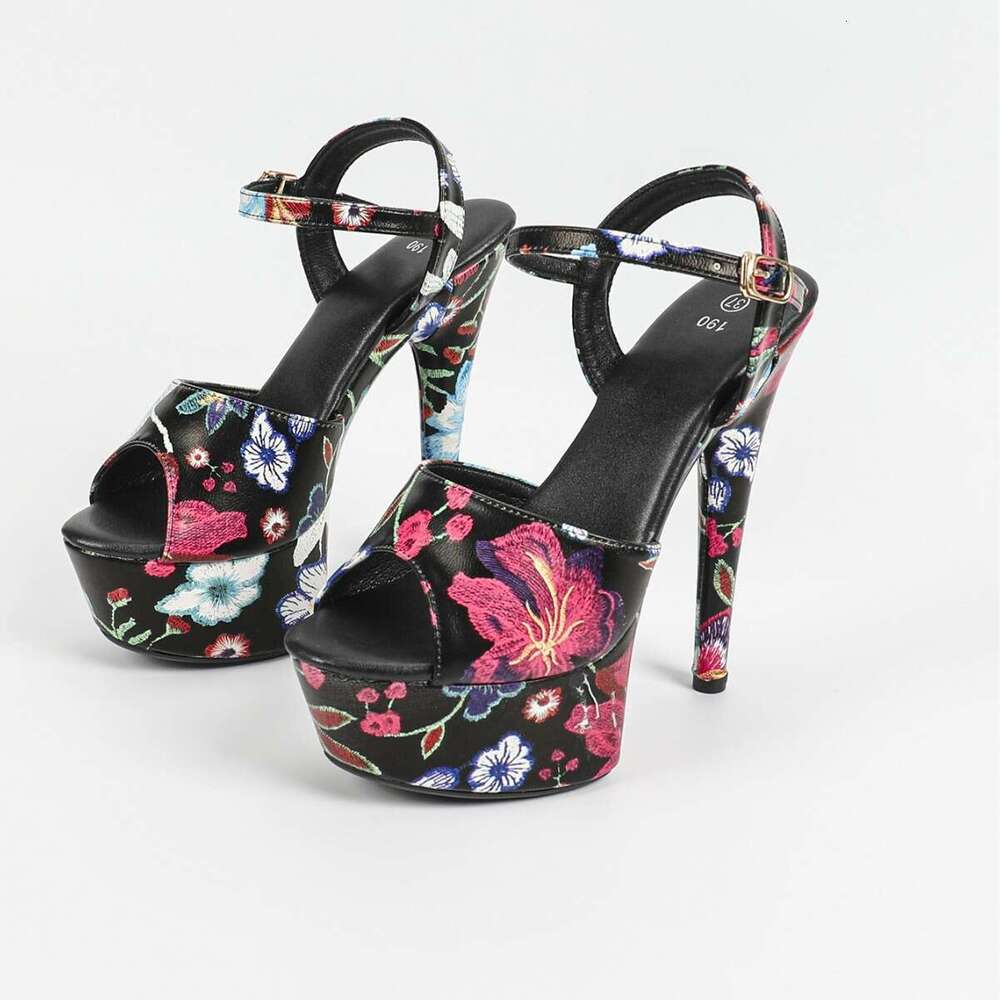 Super High Heels 8661-W5 Fashion Show Heels Stiletto Sexy Waterproof Platform 15Cm Extreme High Heel Sandals For Women Summer Platform High Heels
