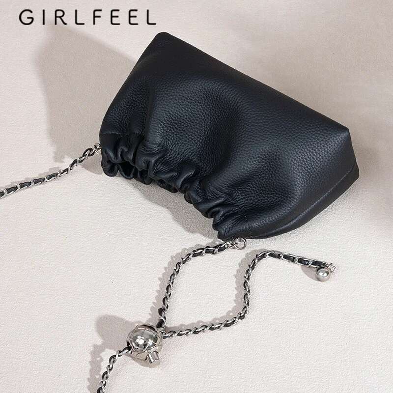 First Layer Cowhide Cloud Dumpling New Niche Design Small Ball Chain Shoulder Fashion Women's Crossbody Bag 5