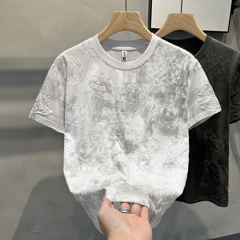 2025 New Summer Men's T-shirt New Fashionable Texture Pattern Men's Short Sleeve T-shirt Design Printed Slimming Designer Camo Round Neck Ha