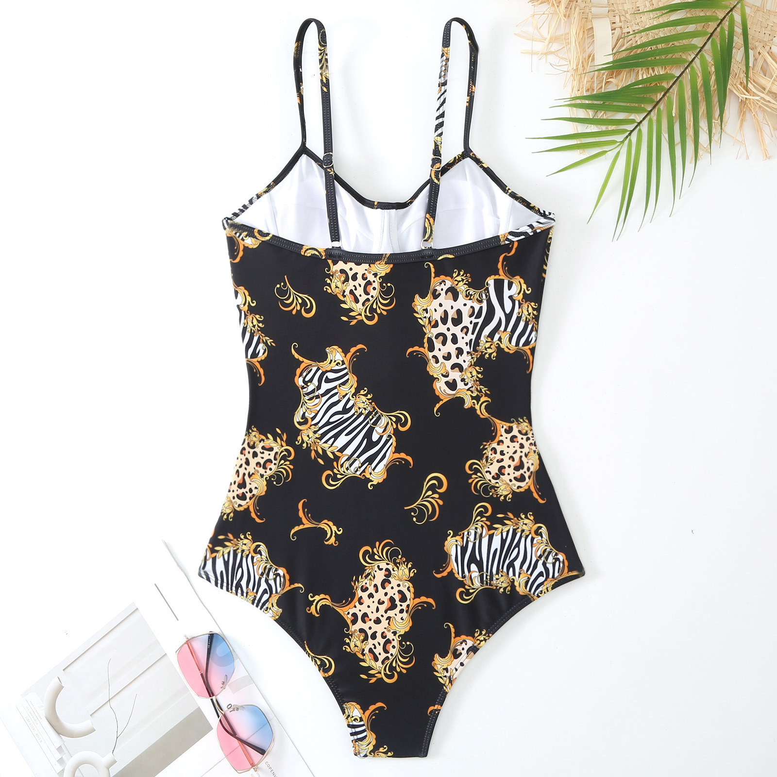 Summer Beach Sexy Shipping Designer Shoes 2025 New One-piece Swimsuit For Womenconservative And Slimming, Printed With Steel Support Swimsuit, Chiffon