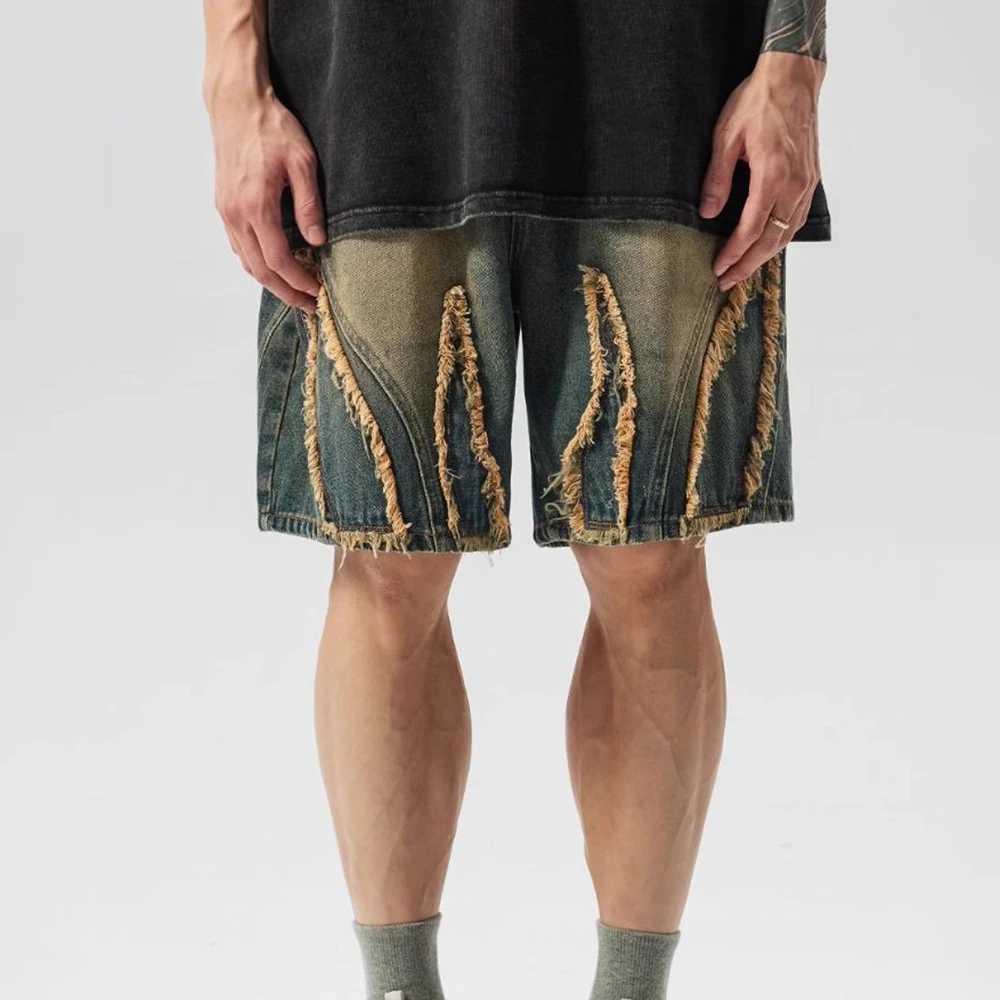 New Summer Mens Washed Old Denim Shorts Japanese Retro Fashion Trend High Street Casual Loose Niche Breathable Mens Bottoms T250603