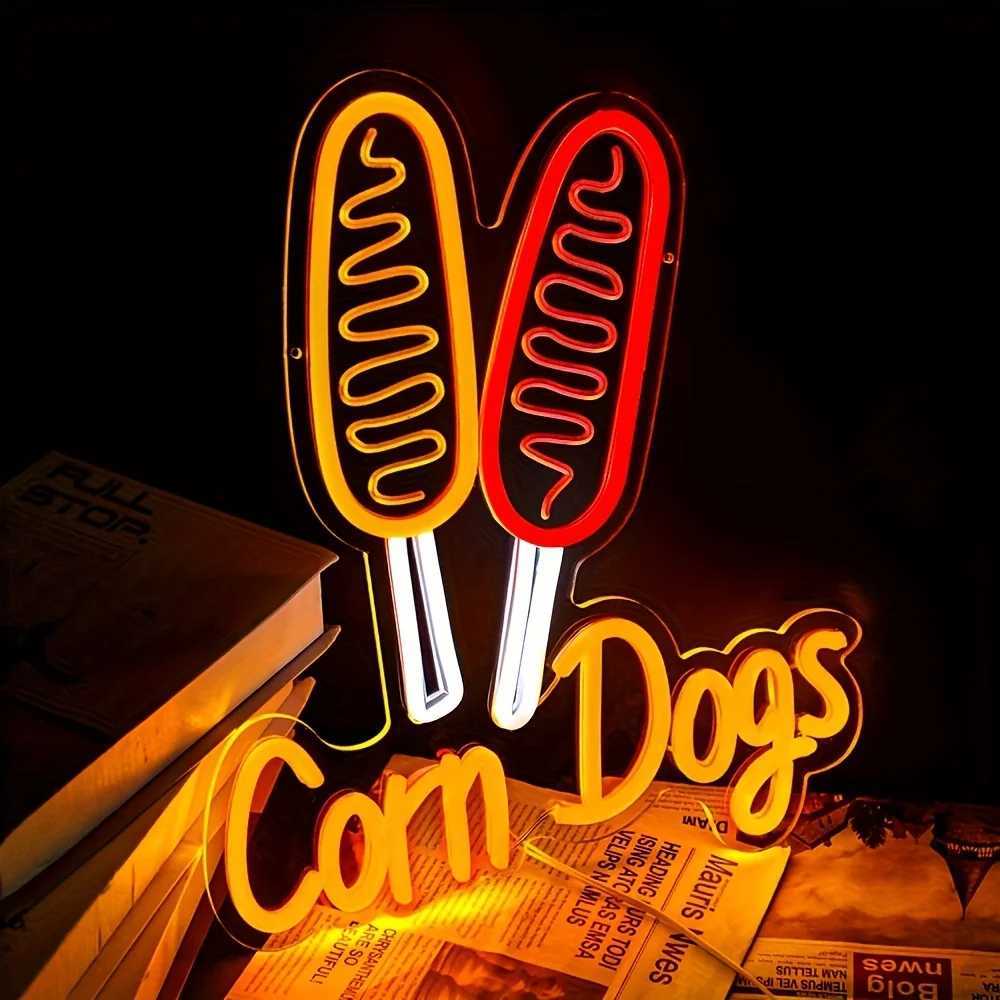 Corn Dog Neon Light LED Neon Sign Wall Decor for Kitchen Bar Game Room Restaurant Shop Store USB Powered Gift for Kid Friend XJ250602