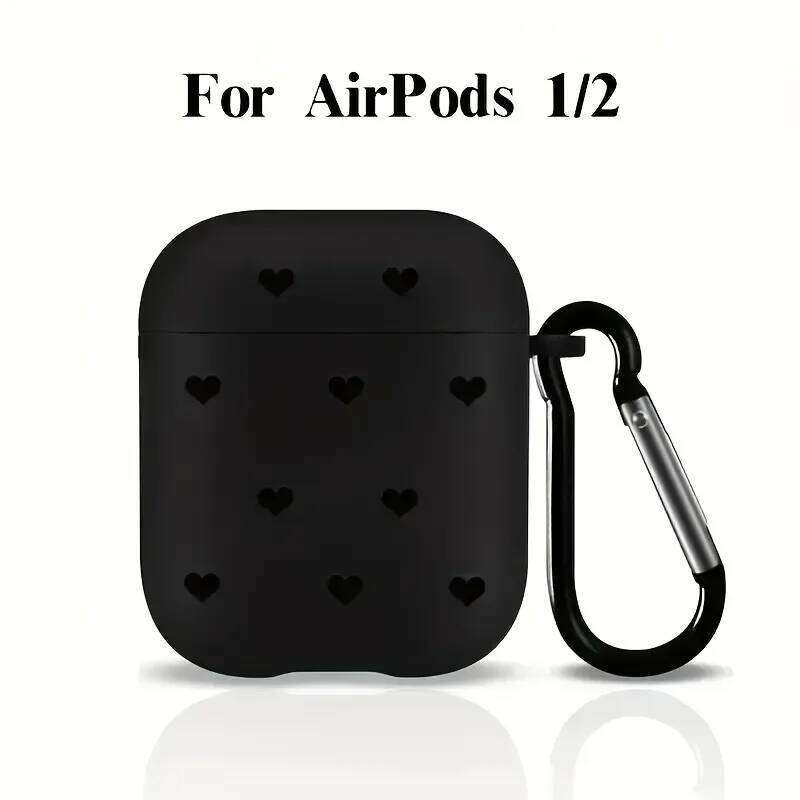 Simple Black Love Heart Pro/Pro2 Soft TPU Wireless Case for Airpod 3/4 Earphone Protective Cover