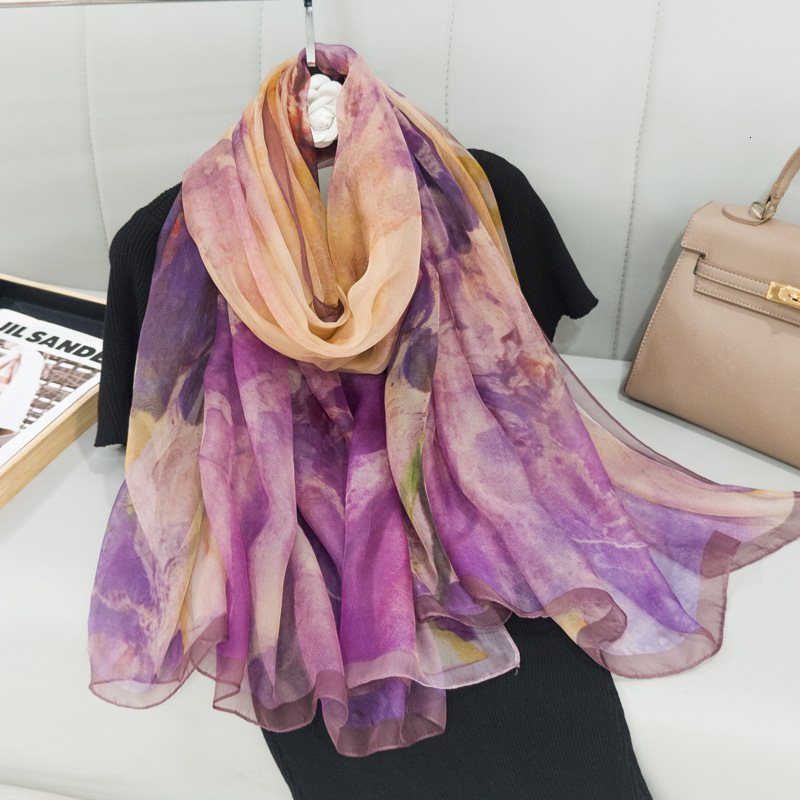 Sun Protection Scarf Women, Long Versatile Shawl, Gradient Color Thin Gauze Scarf, Suitable for Outdoor Wear,
