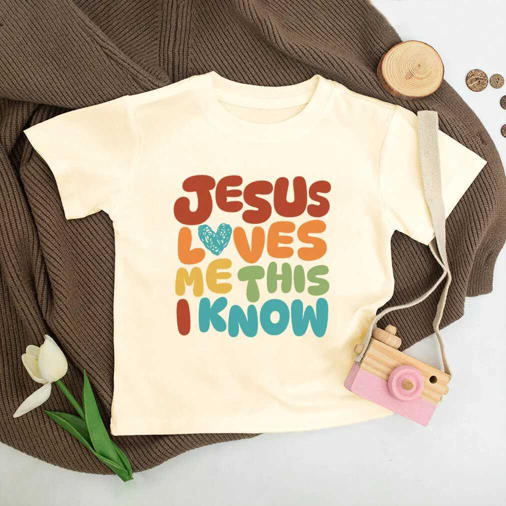 Jesus Loves Me Print Kids Shirt Retro Summer T-shirt Tops for Children Boys Girls Short Sleeve Tshirt Funny Toddler Clothes Tee T250603
