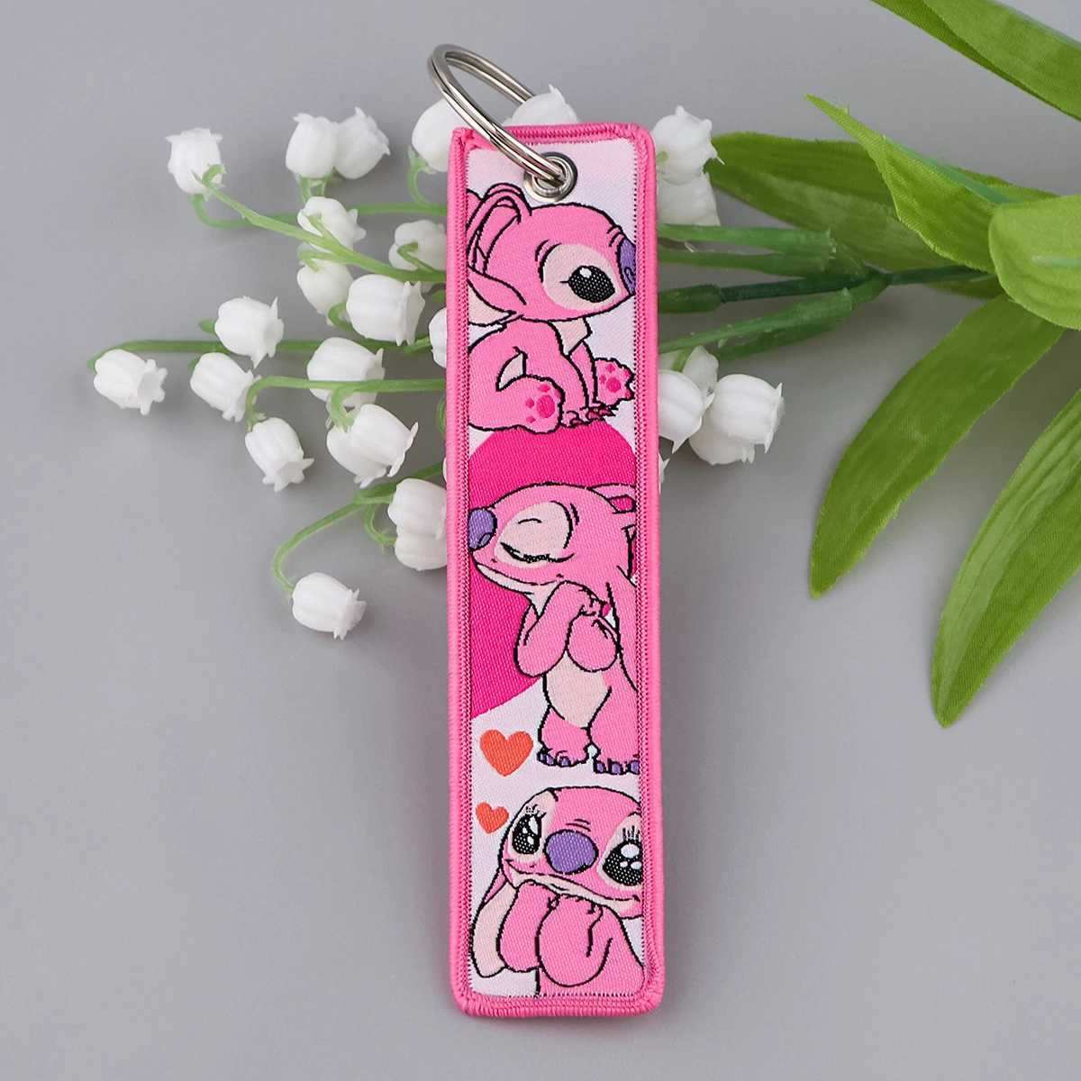 Cute Stitch Keychains Key Tag Blue Alien Keyrings for Car Keys Bags Women Men Kids Accessories Gift Keychain Keyring Jewelry XJ250602