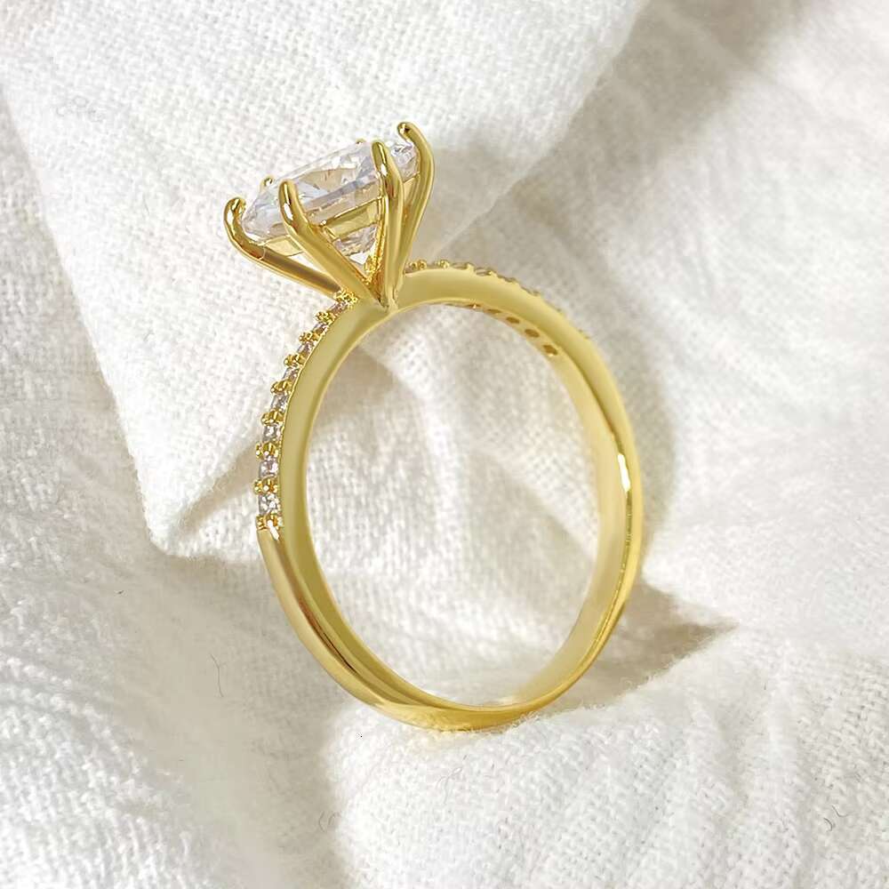 Hot Sale Valentines Day Classic Six-Claw Moissanite Ring S925 18K Gold Inlaid High Quality Classic Jewelry